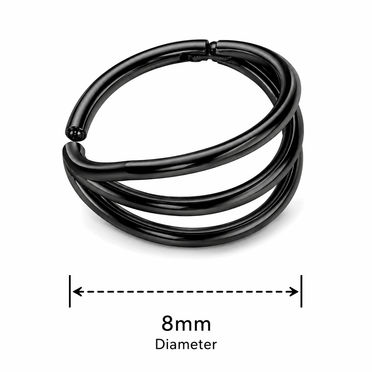 Triple Stack 316L Surgical Steel Hinged Segment Clicker Ring – 16G (1.2mm) 8mm & 10mm