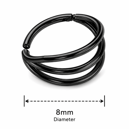 Triple Stack 316L Surgical Steel Hinged Segment Clicker Ring – 16G (1.2mm) 8mm & 10mm