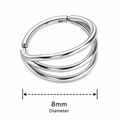 Triple Stack 316L Surgical Steel Hinged Segment Clicker Ring – 16G (1.2mm) 8mm & 10mm