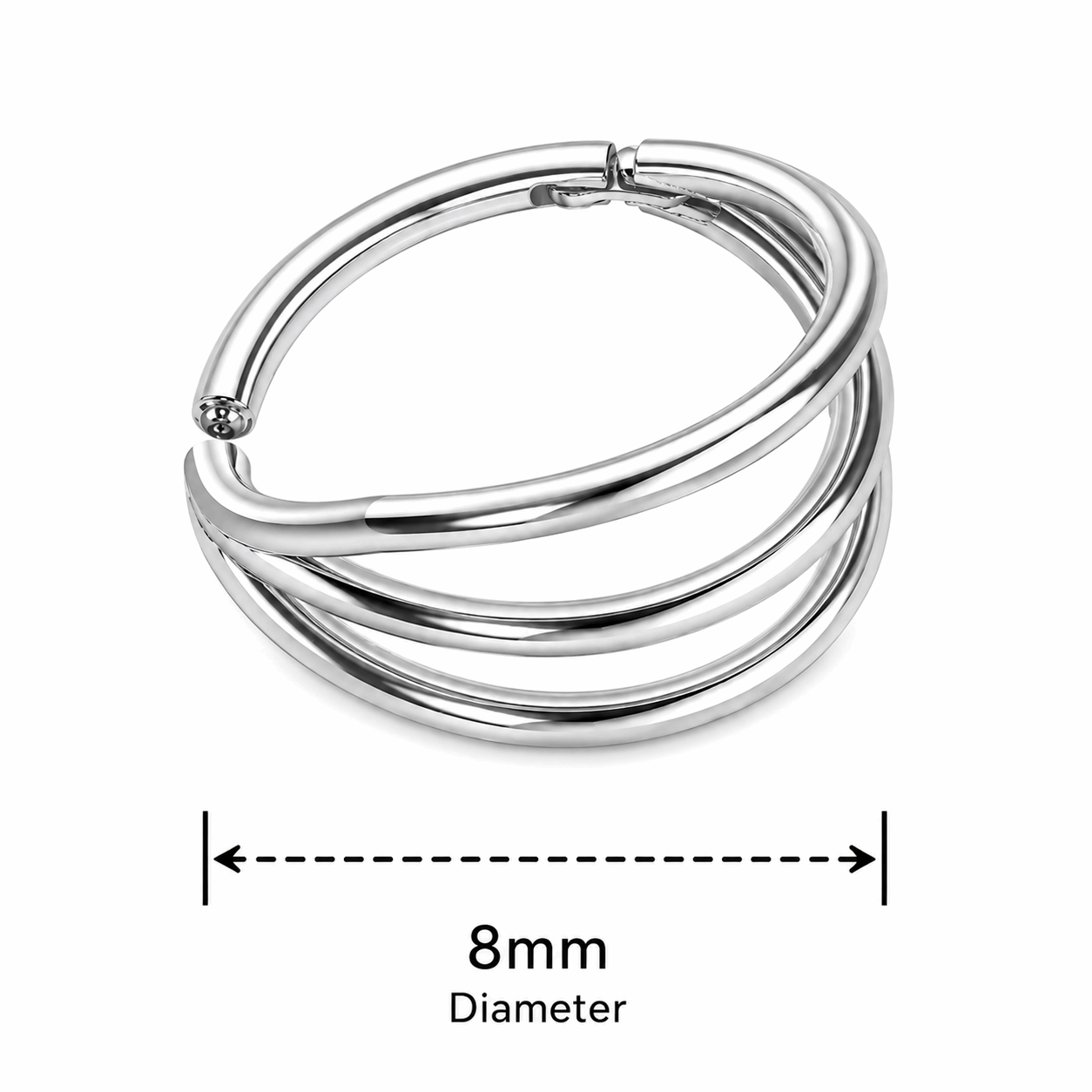 Triple Stack 316L Surgical Steel Hinged Segment Clicker Ring – 16G (1.2mm) 8mm & 10mm