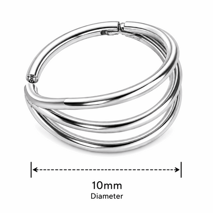 Triple Stack 316L Surgical Steel Hinged Segment Clicker Ring – 16G (1.2mm) 8mm & 10mm