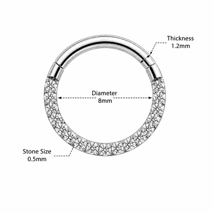 316L Surgical Steel Pavé Crystal Hinged Segment Clicker Ring – 16G (1.2mm) 8mm & 10mm