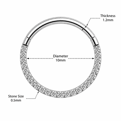316L Surgical Steel Pavé Crystal Hinged Segment Clicker Ring – 16G (1.2mm) 8mm & 10mm