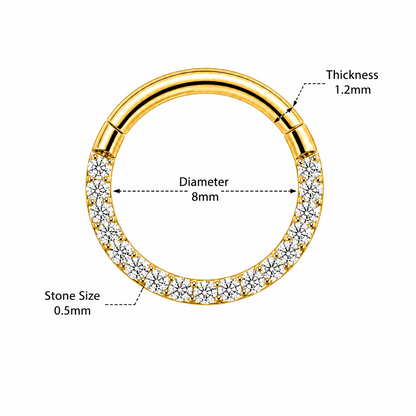 316L Surgical Steel Pavé Crystal Hinged Segment Clicker Ring – 16G (1.2mm) 8mm & 10mm