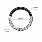 316L Surgical Steel Pavé Crystal Hinged Segment Clicker Ring – 16G (1.2mm) 8mm & 10mm