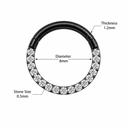 316L Surgical Steel Pavé Crystal Hinged Segment Clicker Ring – 16G (1.2mm) 8mm & 10mm