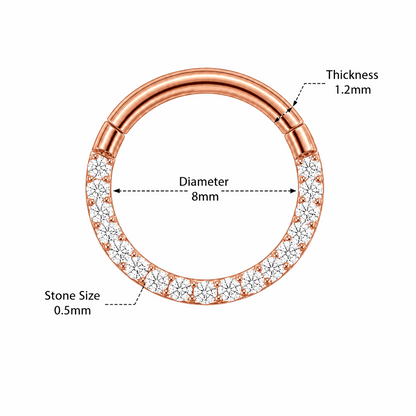 316L Surgical Steel Pavé Crystal Hinged Segment Clicker Ring – 16G (1.2mm) 8mm & 10mm