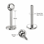 G23 Titanium Internally Threaded Plain Ball Labret Stud – 16G (1.2mm)