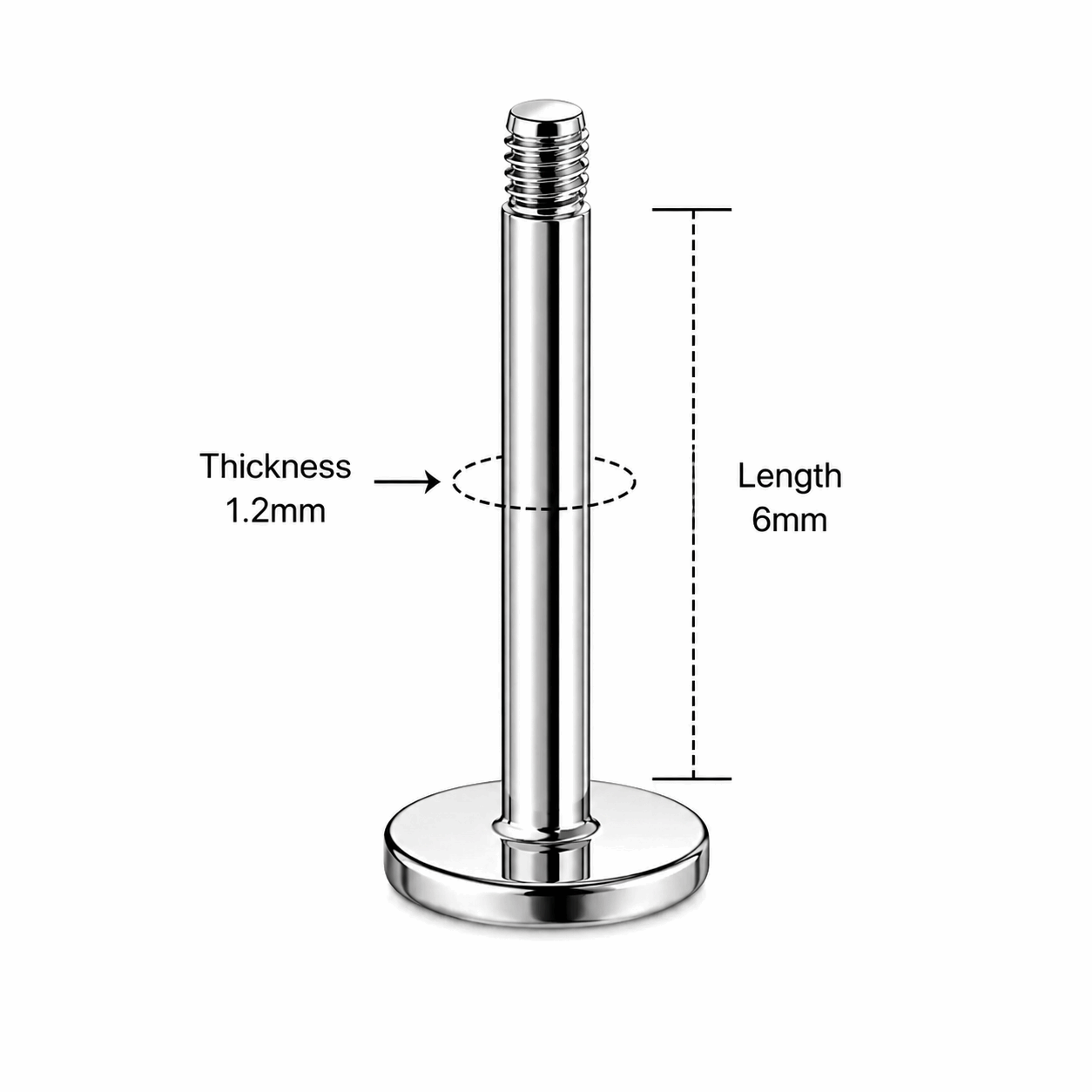 316L Surgical Steel Threaded Labret Accessories – 16G (1.2mm)
