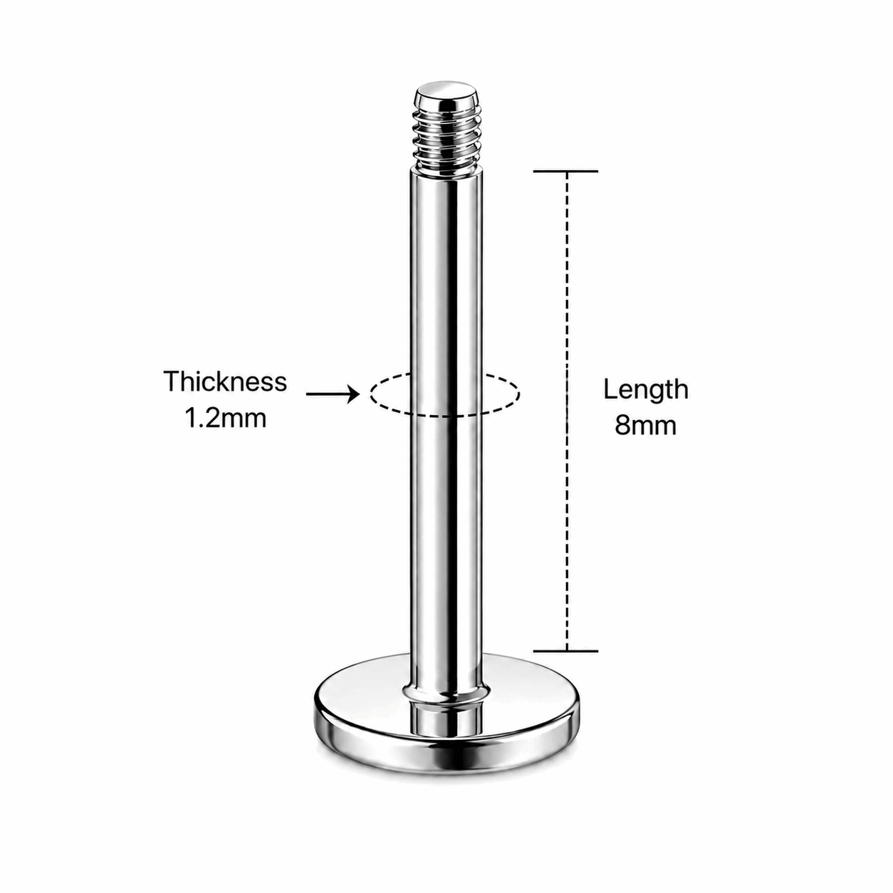 316L Surgical Steel Threaded Labret Accessories – 16G (1.2mm)