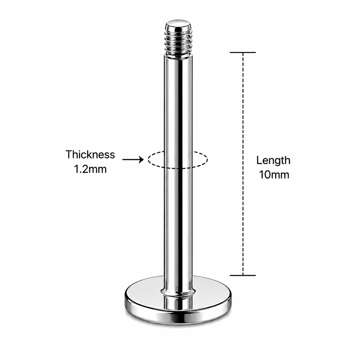 316L Surgical Steel Threaded Labret Accessories – 16G (1.2mm)