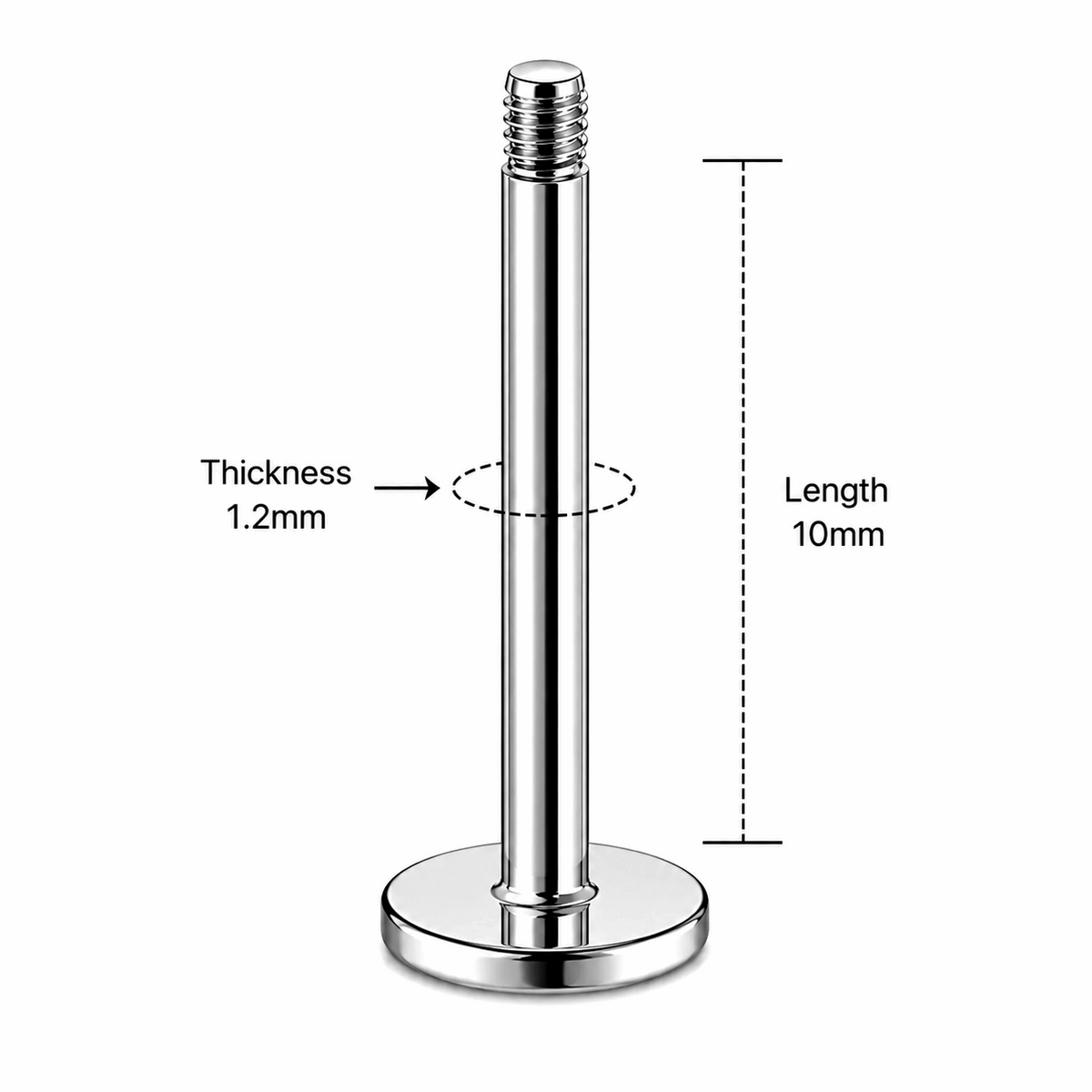 316L Surgical Steel Threaded Labret Accessories – 16G (1.2mm)