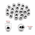 316L Surgical Steel Threaded Ball Accessories – 16G (1.2mm)