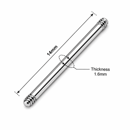 316L Surgical Steel Threaded Straight Barbell Accessories – 14G (1.6mm) & 16G (1.2mm)