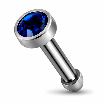 G23 Titanium Bezel Set CZ Nose Bone Stud – 20G (0.8mm) 7mm