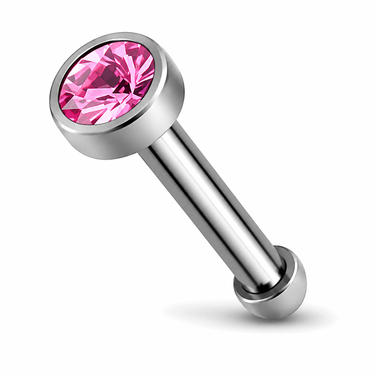 G23 Titanium Bezel Set CZ Nose Bone Stud – 20G (0.8mm) 7mm