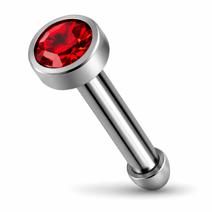G23 Titanium Bezel Set CZ Nose Bone Stud – 20G (0.8mm) 7mm