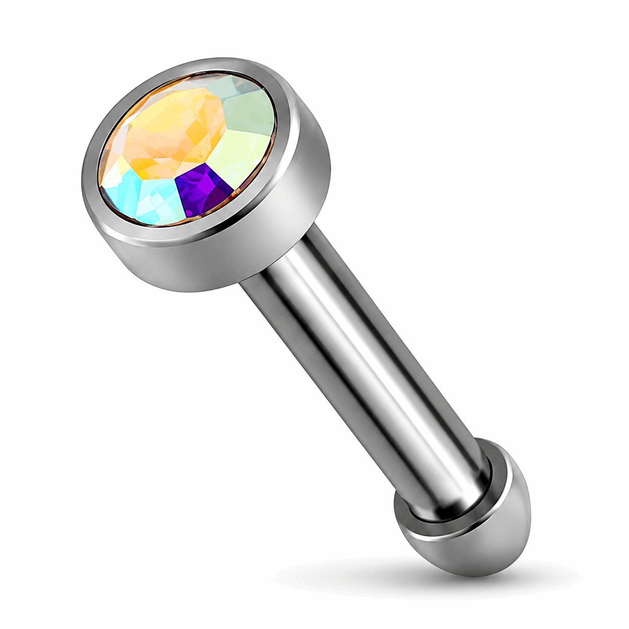 G23 Titanium Bezel Set CZ Nose Bone Stud – 20G (0.8mm) 7mm