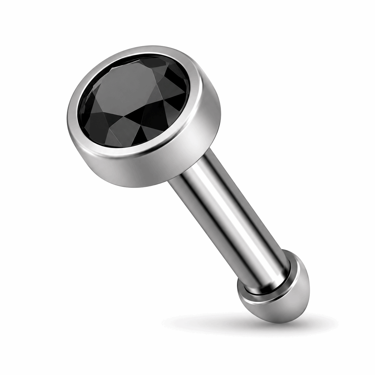G23 Titanium Bezel Set CZ Nose Bone Stud – 20G (0.8mm) 7mm