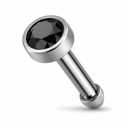 G23 Titanium Bezel Set CZ Nose Bone Stud – 20G (0.8mm) 7mm