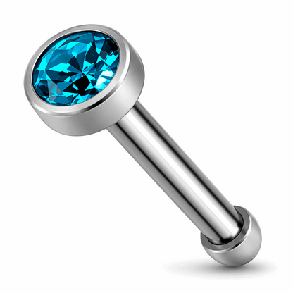 G23 Titanium Bezel Set CZ Nose Bone Stud – 20G (0.8mm) 7mm