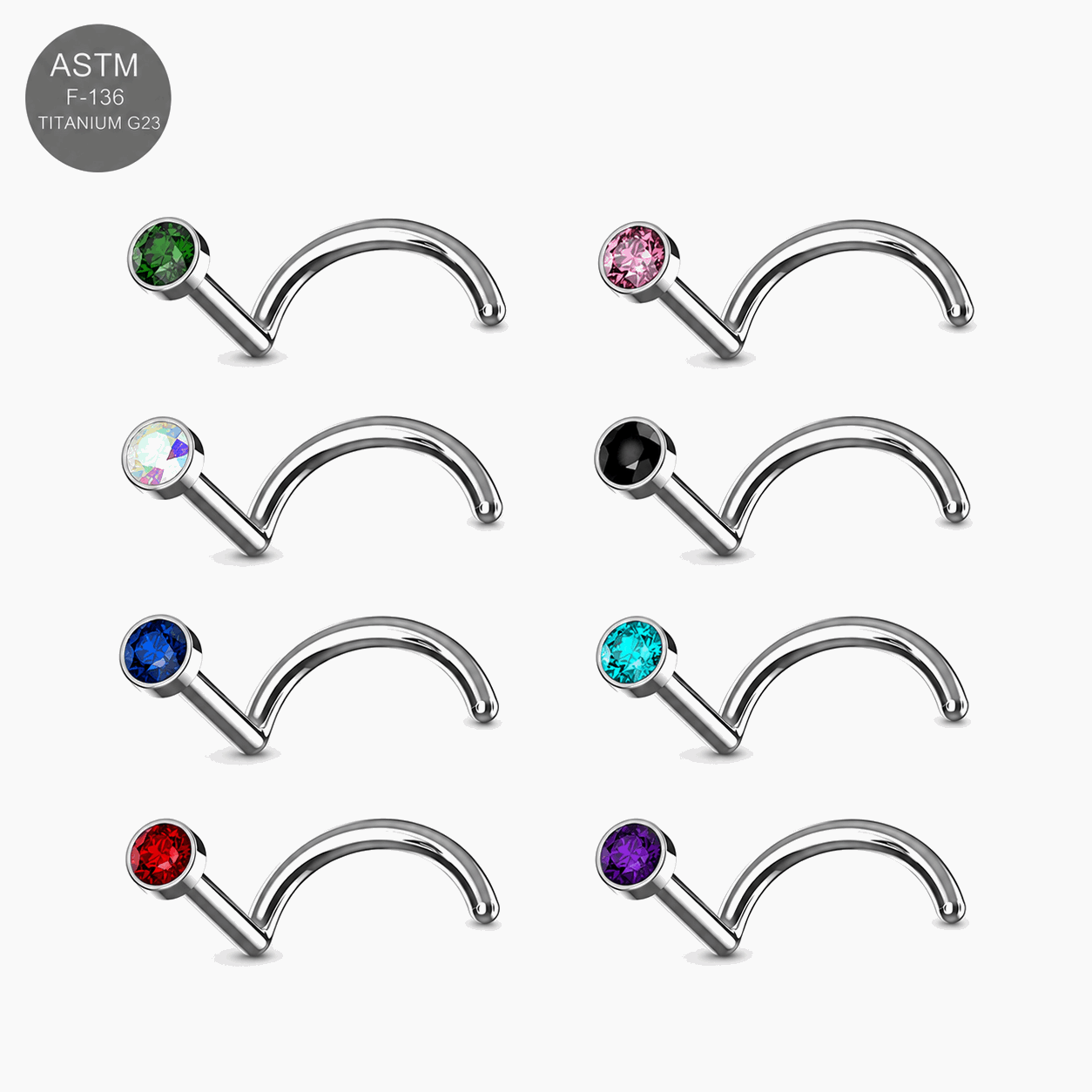G23 Titanium Bezel Set CZ Nose Screw – 20G (0.8mm)