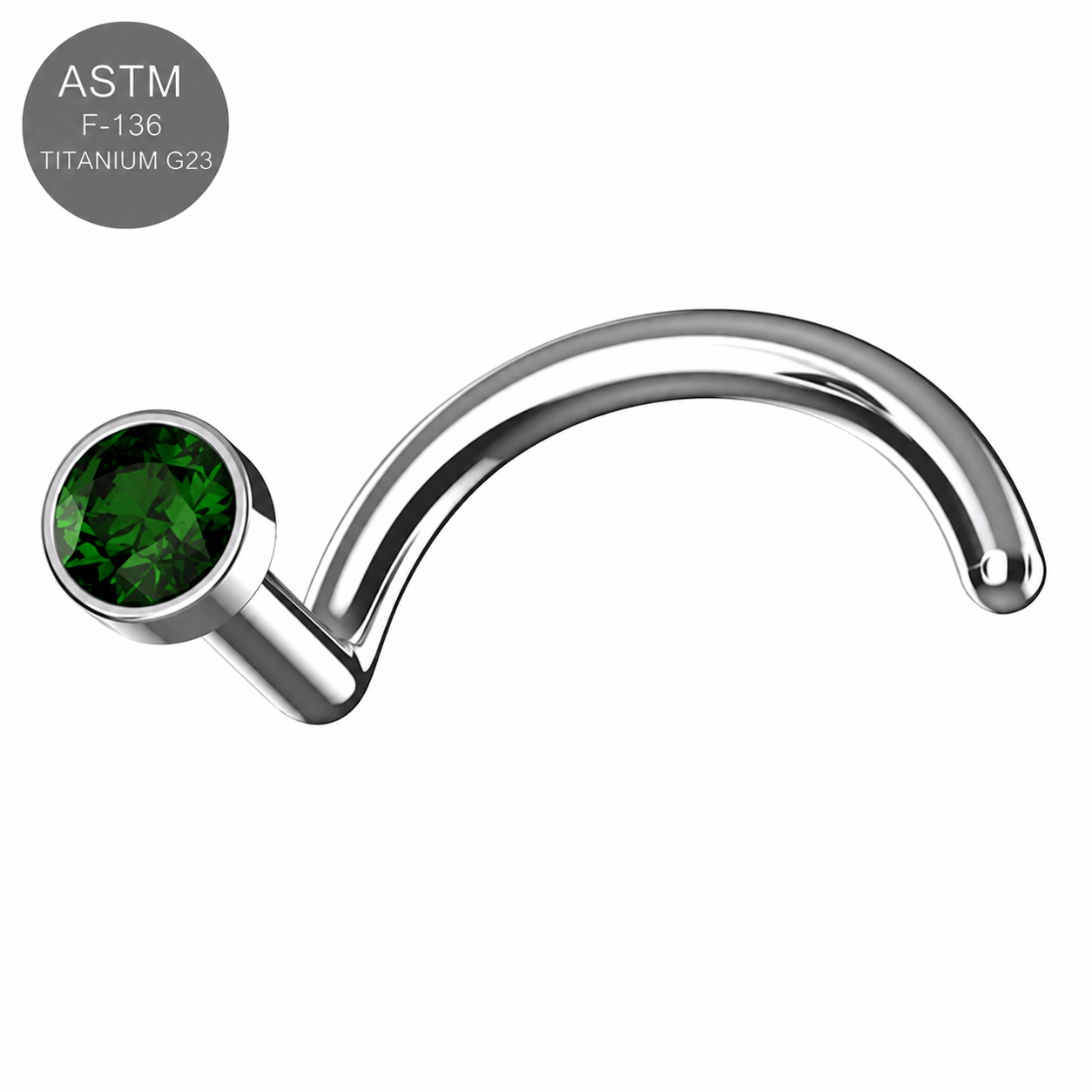 G23 Titanium Bezel Set CZ Nose Screw – 20G (0.8mm)