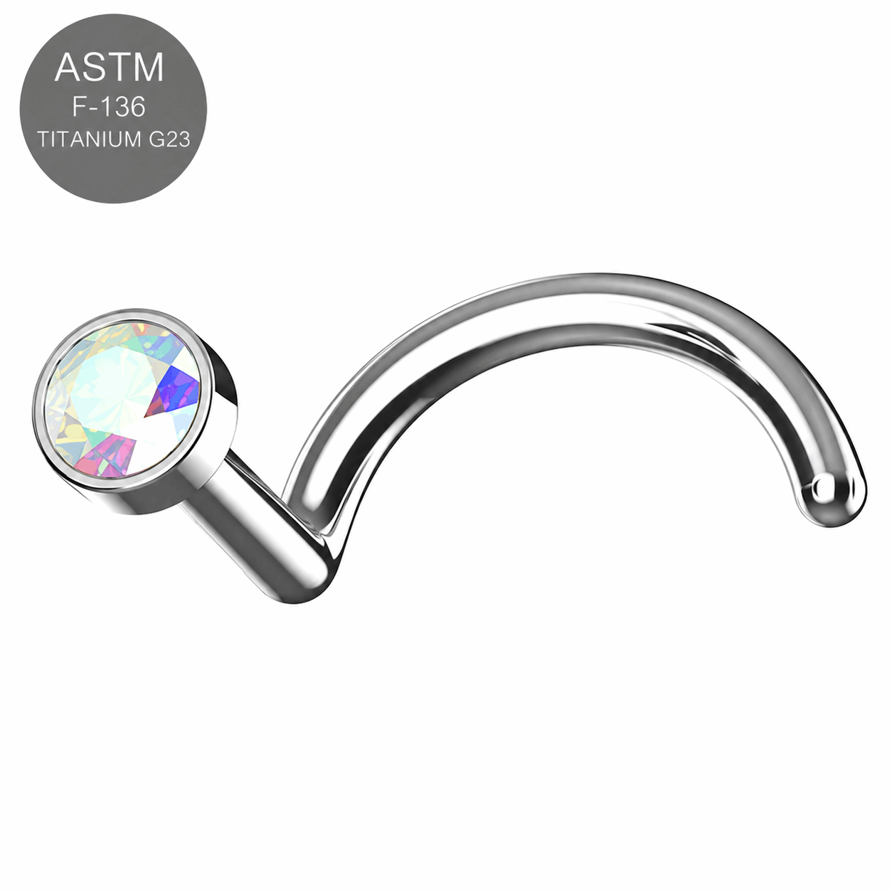 G23 Titanium Bezel Set CZ Nose Screw – 20G (0.8mm)