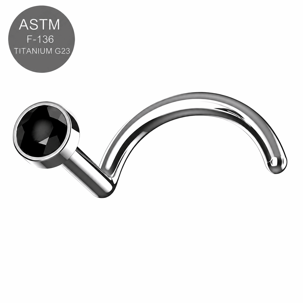 G23 Titanium Bezel Set CZ Nose Screw – 20G (0.8mm)