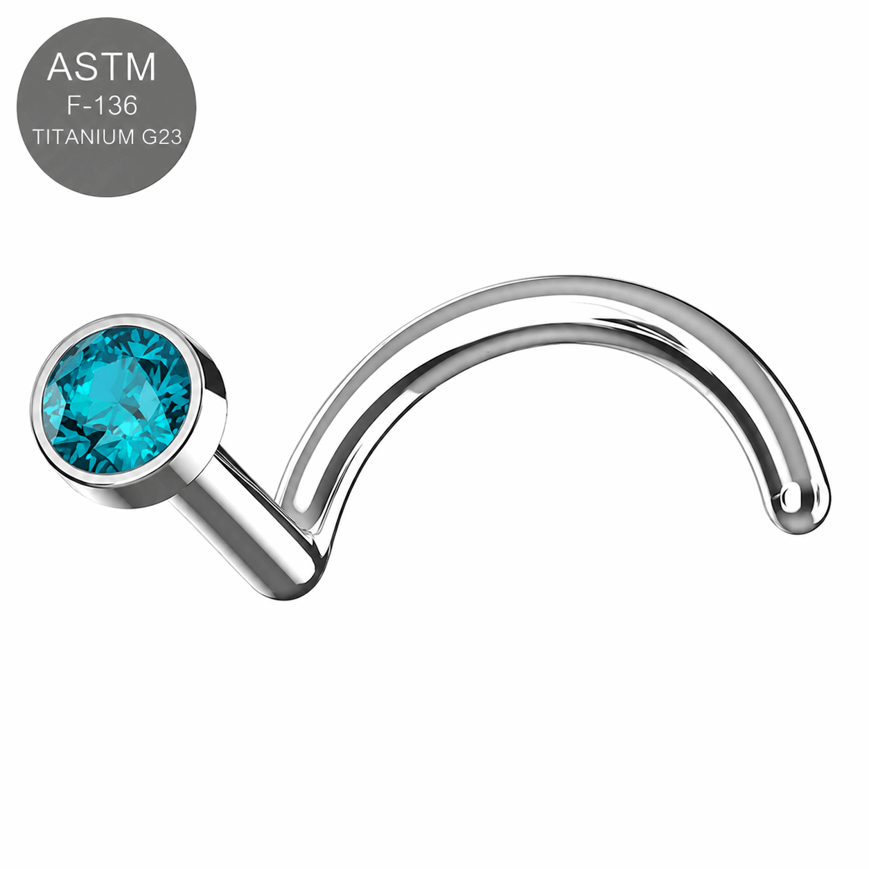 G23 Titanium Bezel Set CZ Nose Screw – 20G (0.8mm)