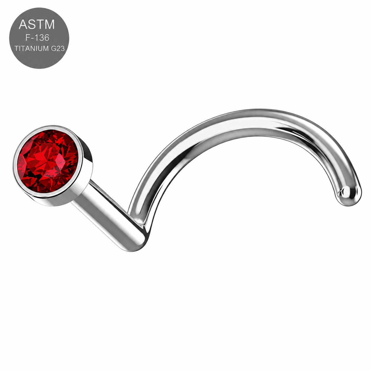 G23 Titanium Bezel Set CZ Nose Screw – 20G (0.8mm)