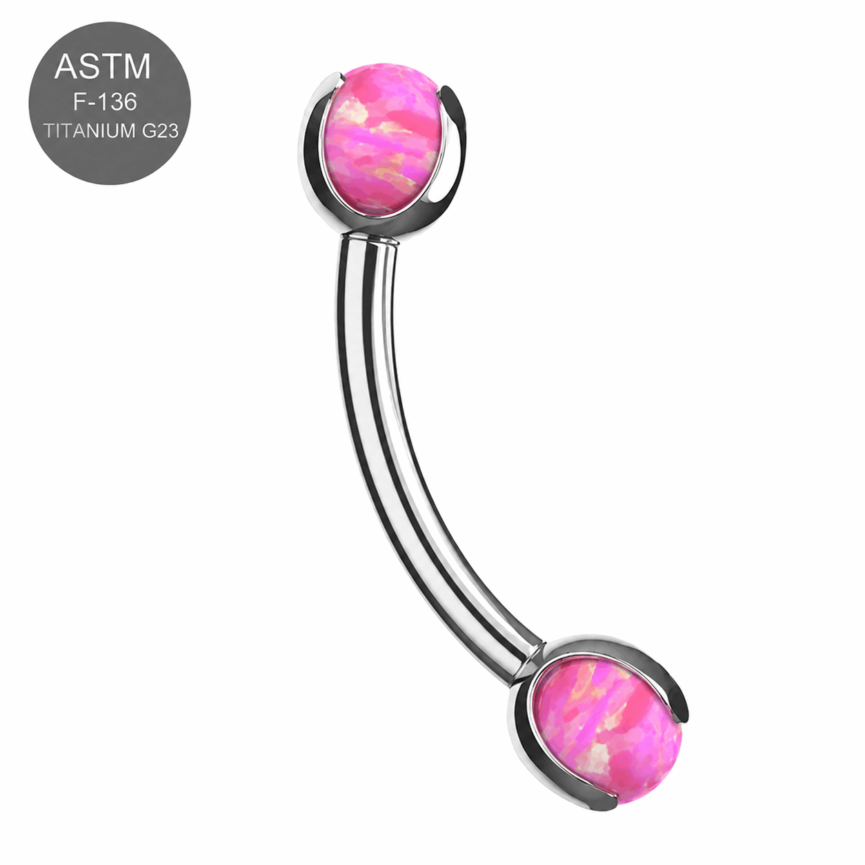 G23 Titanium Opal Ball Eyebrow Banana Ring – 16G (1.2mm) 8mm