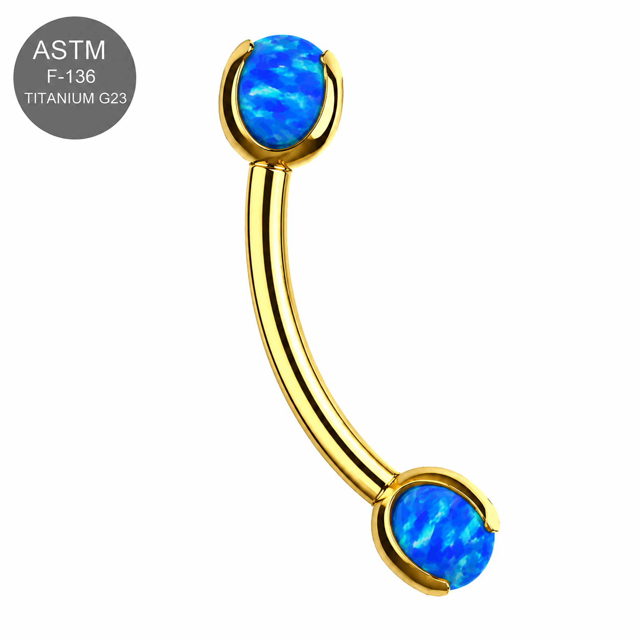 G23 Titanium Opal Ball Eyebrow Banana Ring – 16G (1.2mm) 8mm