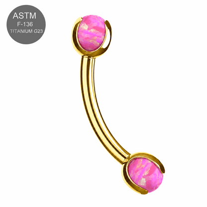 G23 Titanium Opal Ball Eyebrow Banana Ring – 16G (1.2mm) 8mm
