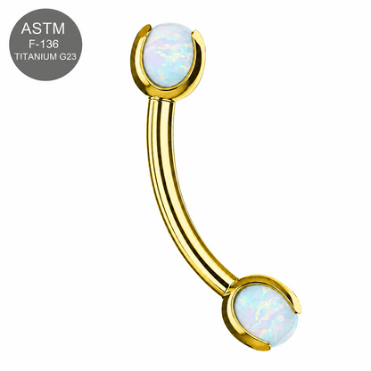 G23 Titanium Opal Ball Eyebrow Banana Ring – 16G (1.2mm) 8mm