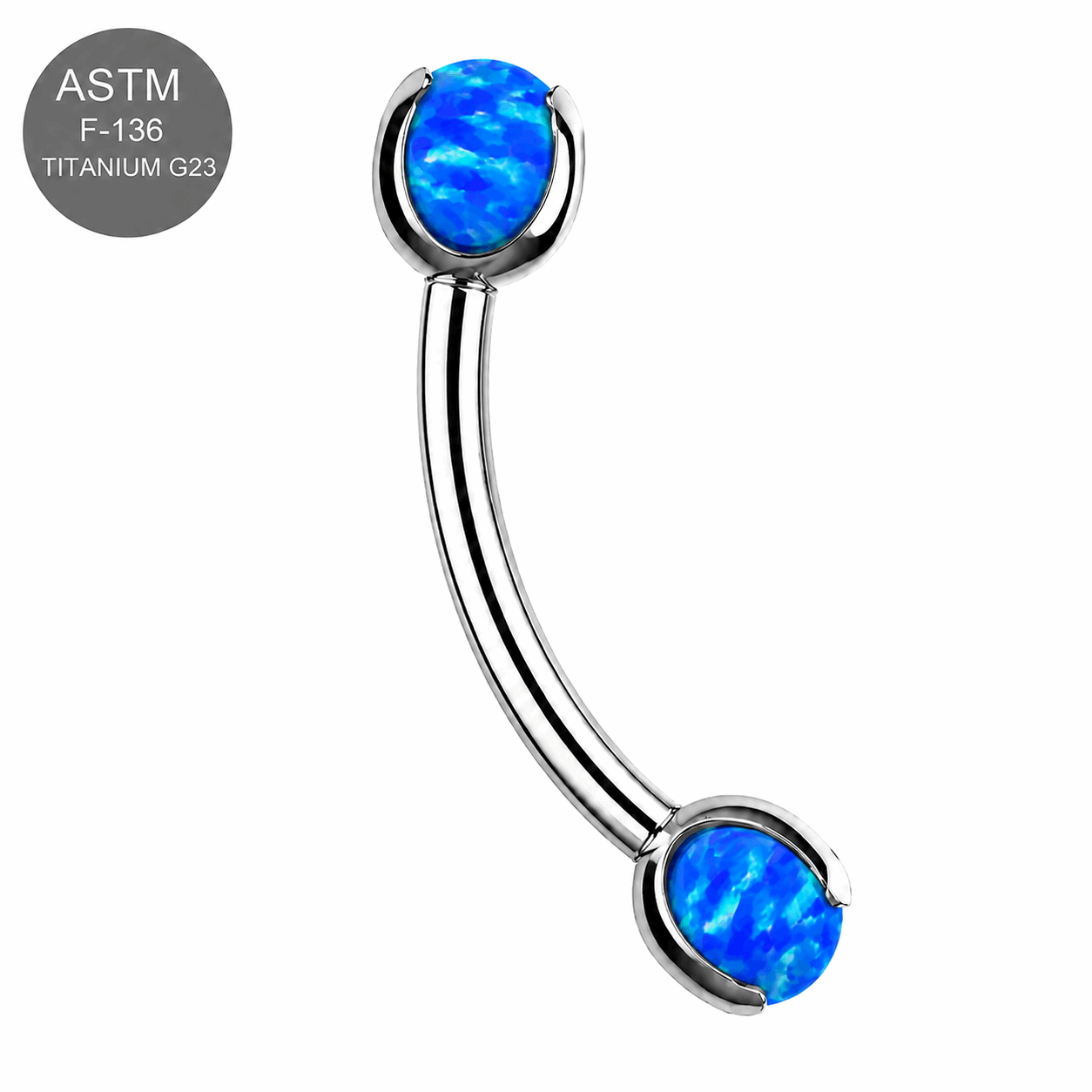 G23 Titanium Opal Ball Eyebrow Banana Ring – 16G (1.2mm) 8mm