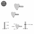 G23 Titanium Threadless Heart Push Fit Labret Bar – 16G (1.2mm) 6mm