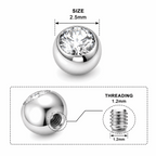 316L Surgical Steel Flat Jeweled Ball Accessories – 16G (1.2mm)