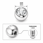 316L Surgical Steel Flat Jeweled Ball Accessories – 16G (1.2mm)