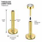 G23 Titanium Threadless Push Fit Labret Bar – 18G (1.0mm) & 16G (1.2mm)
