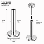 G23 Titanium Threadless Push Fit Labret Bar – 18G (1.0mm) & 16G (1.2mm)