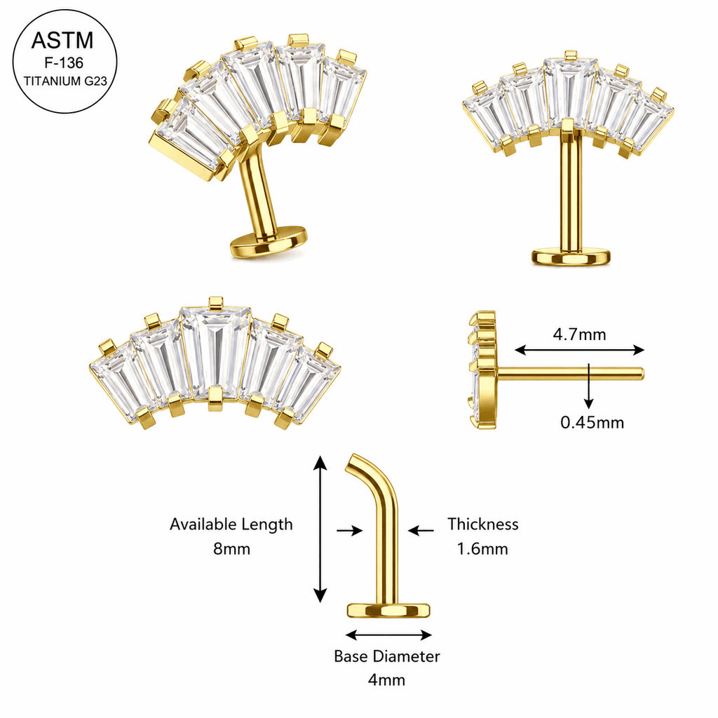 G23 Titanium Crown CZ Threadless Floating Belly Button Ring – 14G (1.6mm)