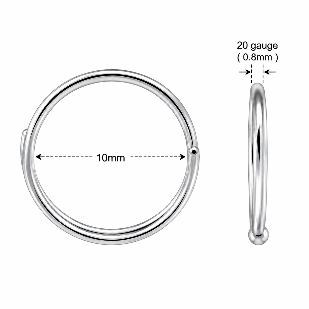 316L Surgical Steel Seamless Double Nose Hoop Ring – 20G (0.8mm)