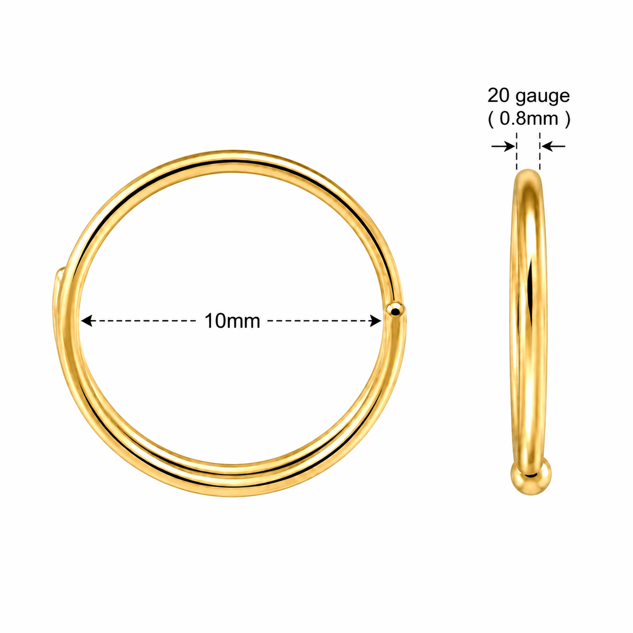 316L Surgical Steel Seamless Double Nose Hoop Ring – 20G (0.8mm)