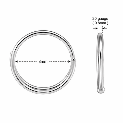 316L Surgical Steel Seamless Double Nose Hoop Ring – 20G (0.8mm)