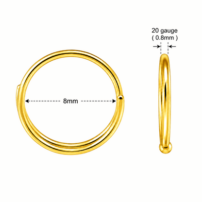 316L Surgical Steel Seamless Double Nose Hoop Ring – 20G (0.8mm)
