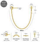 G23 Titanium Two Hole Round Dagger Piercing Chain Threadless Pin Top – 18G & 16G Compatible