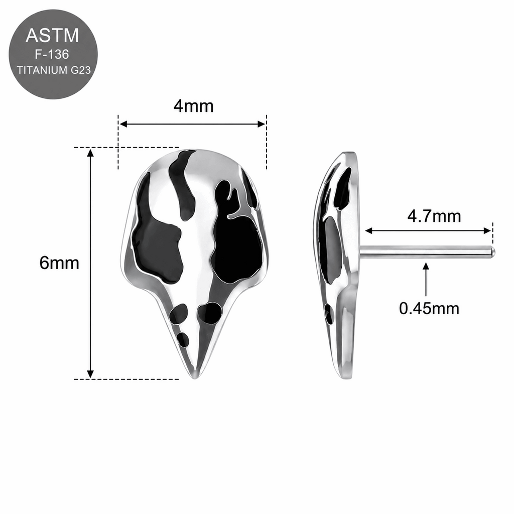 G23 Titanium Raven Mask Threadless Pin Top – 18G & 16G Compatible