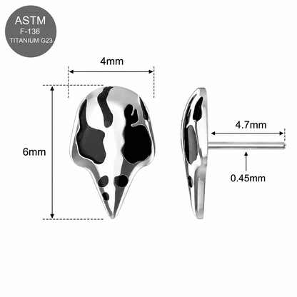 G23 Titanium Raven Mask Threadless Pin Top – 18G & 16G Compatible