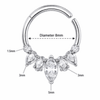 316L Surgical Steel Mixed Stone Hinged Segment Clicker Ring – 16G (1.2mm) 8mm